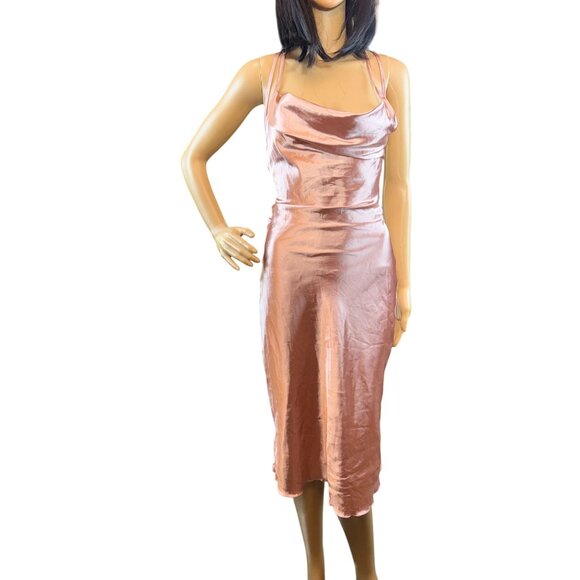 Sweetest Pink Sleeveless Lace Up Satin Dress Size XS - Picture 2 of 10